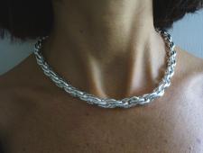 Silver double oval link naecklace