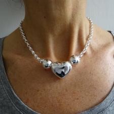 Sterling silver oval rolo necklace with heart 