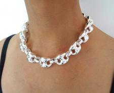 Sterling silver women's maglia marina link necklace