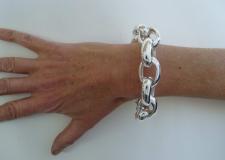 Sterling silver oval rolo large link bracelet 20mm. 