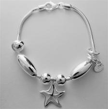 Sterling silver snake charm bracelet. Starfish.