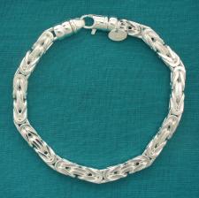 Sterling silver diamond cut byzantine bracelet