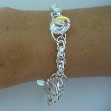 Solid 925 silver flat link bracelet 