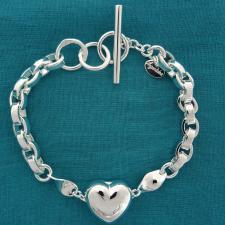 Bracciale toggle con cuore in argento 925