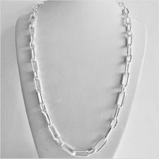 Sterling silver rectangular link necklace 7mm (2+1). Length 60 cm.