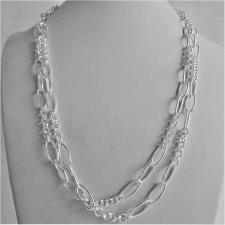 Long sterling silver necklace cm 100, round & oval link chain 8+3.