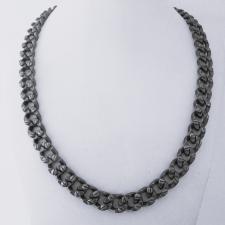 ARGENTO ANTICATO. PRODUZIONE ARTIGIANALE. Collana uomo grumetta in argento 925 massiccio diamanta...
