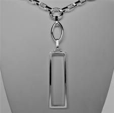 Handmade, solid sterling silver necklace. Rectangular pendant.