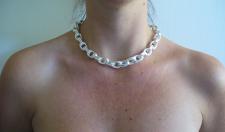 Sterling silver double oval link necklace