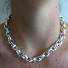 Sterling silver oval belcher necklace