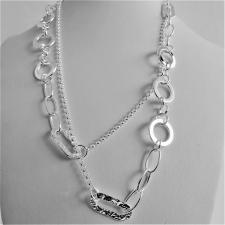 Long sterling silver necklace, round & rectangular  link chain 90 cm.