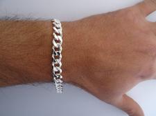 Men's sterling silver solid diamond cut curb bracelet 8mm 