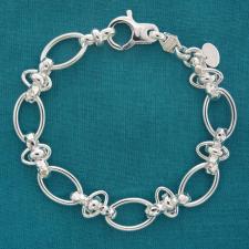 Solid 925 silver bracelet. Textured link bracelet 10mm.