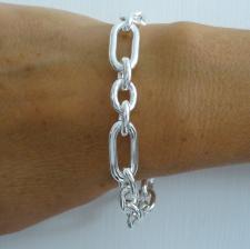 Sterling silver rectangular 3+1 link bracelet 10mm. Hollow chain.