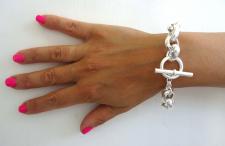 Sterling silver polished oval link toggle bracelet