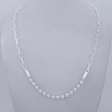 Sterling silver necklace 4mm. Paperclip link chain and ball chain. Length 50 cm.
