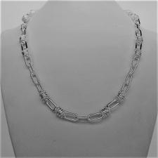 Solid sterling silver textured link necklace 6mm.