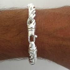 Sterling silver solid torchon link bracelet 8mm. Rotating clasp.