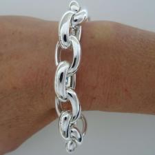 Sterling silver oval rolo link bracelet 15mm