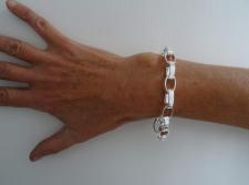 Solid sterling silver flat oval rolo link bracelet