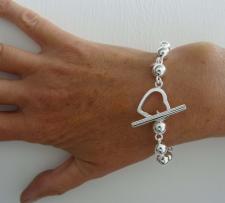 Vendita bracciale sfere e cuore in argento