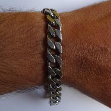 Bracciale uomo argento annerito maglia grumetta