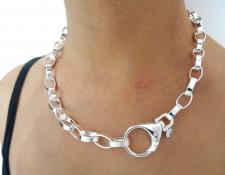 Chunky oval rolo' necklace in sterling silver made in italy