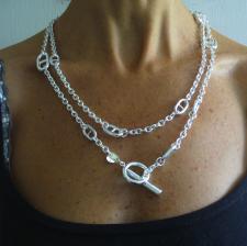 Sterling silver anchor chain toggle necklace 