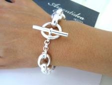 Sterling silver polished oval link toggle bracelet