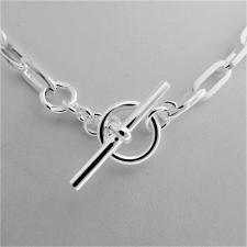 Sterling silver rectangular link necklace 4.8mm. Length 50 cm. Toggle clasp necklace.