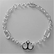 Bracciale in argento 925, ancora e maglia traversino.