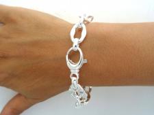 Solid 925 silver link bracelet made in italy