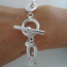 Bracciale in argento 925 MASSICCIO 50 grammi. Maglia ovale asimmetrica. Chiusura T-bar, Toggle.