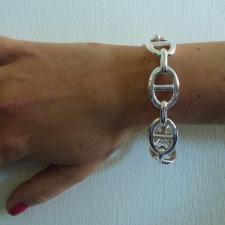 Sterling silver anchor chain link bracelet