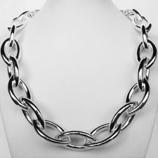 Sterling silver women's handmade necklace. Hollow large ogival link 20mm. 102 grams.