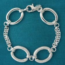 Sterling silver frosted link bracelet 18mm. Made in Tuscany.