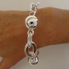 Bracciale artigianale vintage, in argento 925, grandi sfere 18mm e maglie piatte.