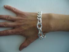 Sterling silver textured oval link bracelet