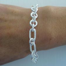 Sterling silver textured link bracelet 8mm