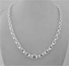 Solid sterling silver graduated oval rolo link necklace 9-5mm. 41 grams.