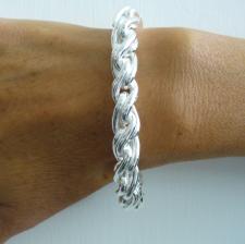 Handmade sterling silver torchon link bracelet