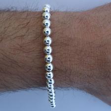 Silver beads bracelet for men