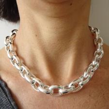 Sterling silver oval rolo link necklace 15mm hollow chain