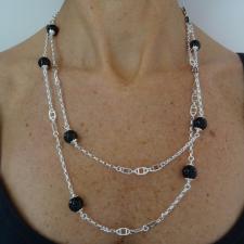 Silver necklace with onyx beads