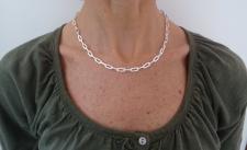 Sterling silver square paperclip link necklace 