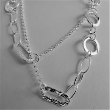 Long sterling silver necklace 90 cm round link chain 