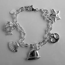 Silver sea charm bracelet