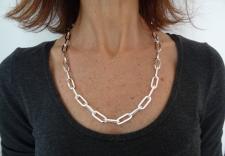 Rectangular link necklace in sterling silver