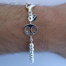 Sterling silver men's beads bracelet with anchor. Beads 6mm.