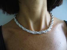 Silver double oval link naecklace